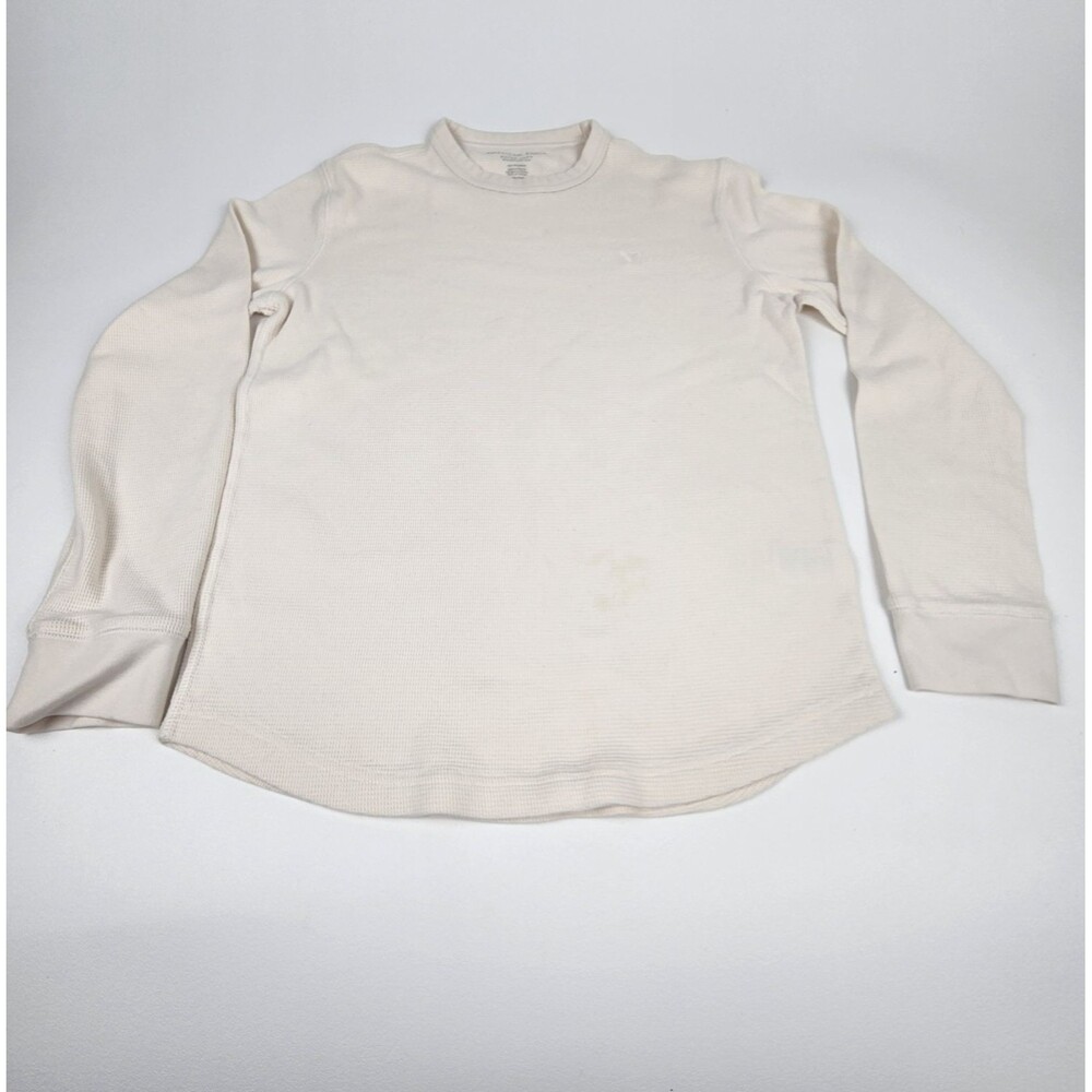 American Eagle Super Soft Waffle Knit Thermal Shirt Cream XS Standard Fit
